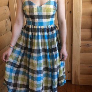 Tracey Reese Linen Plaid Dress with crinoline